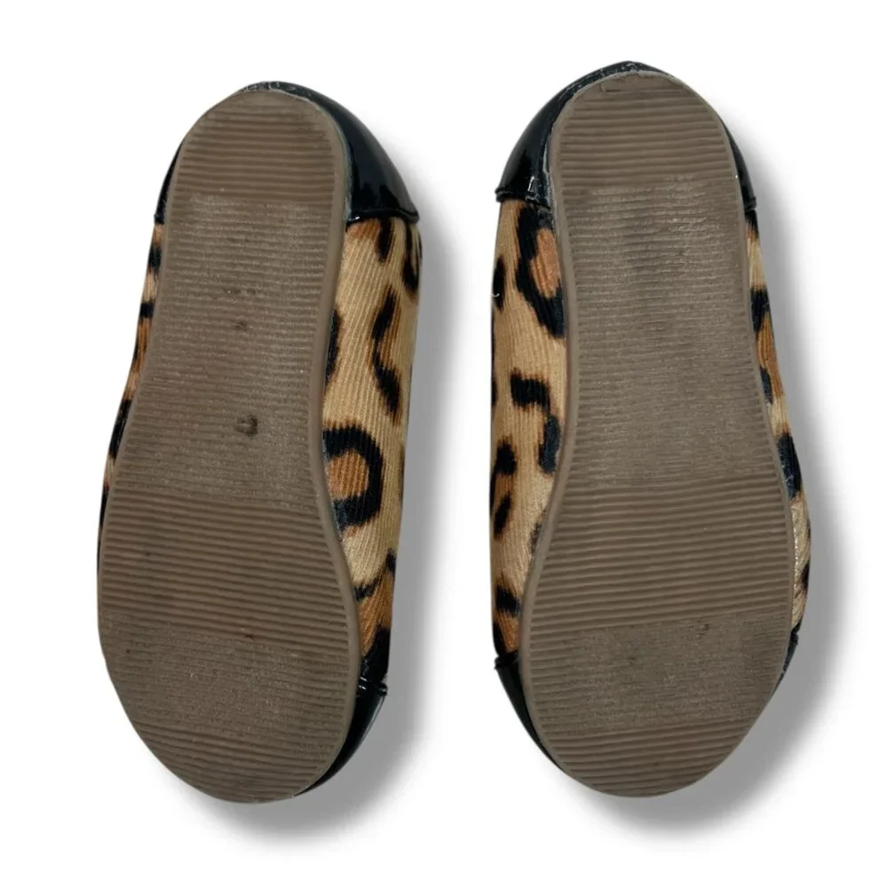 Gap Kids Leopard Ballet Flats Corduroy Patent Toddler‎ Girls size 7 Animal Print